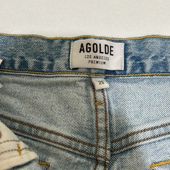 AGOLDE CUTOFF DENIM JEAN SHORT BLUE DISTRESSED MID RISE WOMEN SIZE 23 - Picture 6 of 11